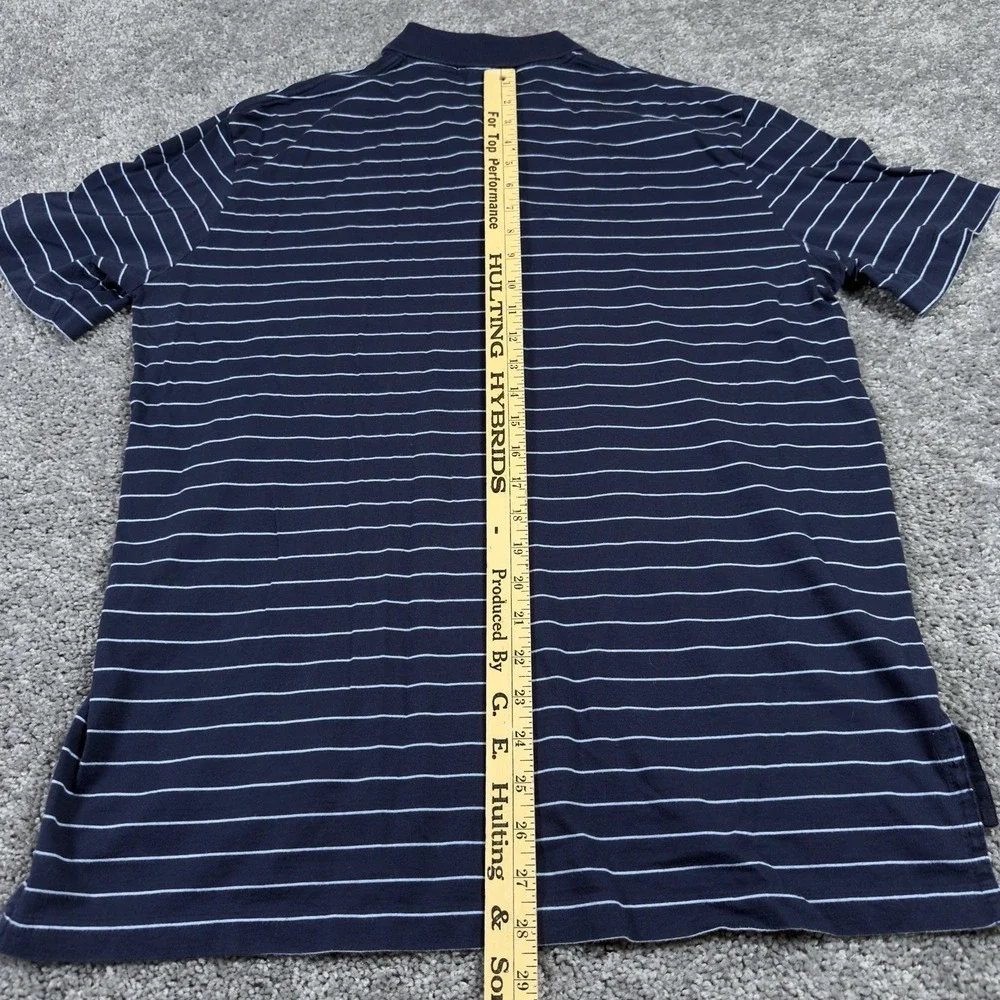 POLO RALPH LAUREN SHIRT Men's Large Navy Blue Striped Golf Short Sleeve Polo